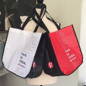 2 Lululemon Large Reusable Plastic Tote Bags